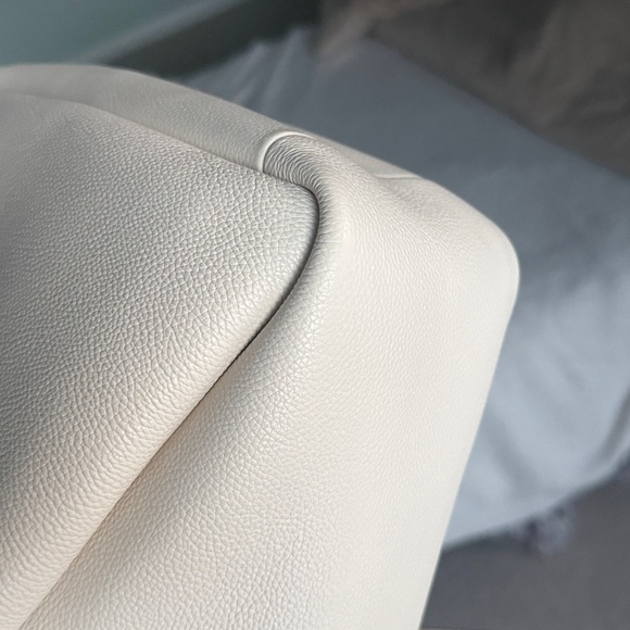 TORY BURCH Small Romy Tote Light Cream Leather Bag Handbag Silver Accents - Picture 7 of 16